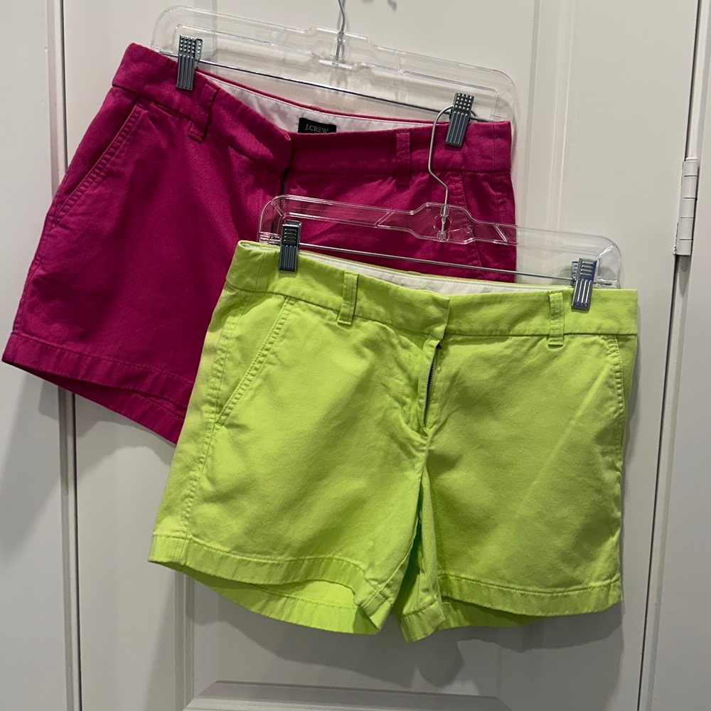 J. Crew Vibrant Pink & Green Women's Shorts Both pair included